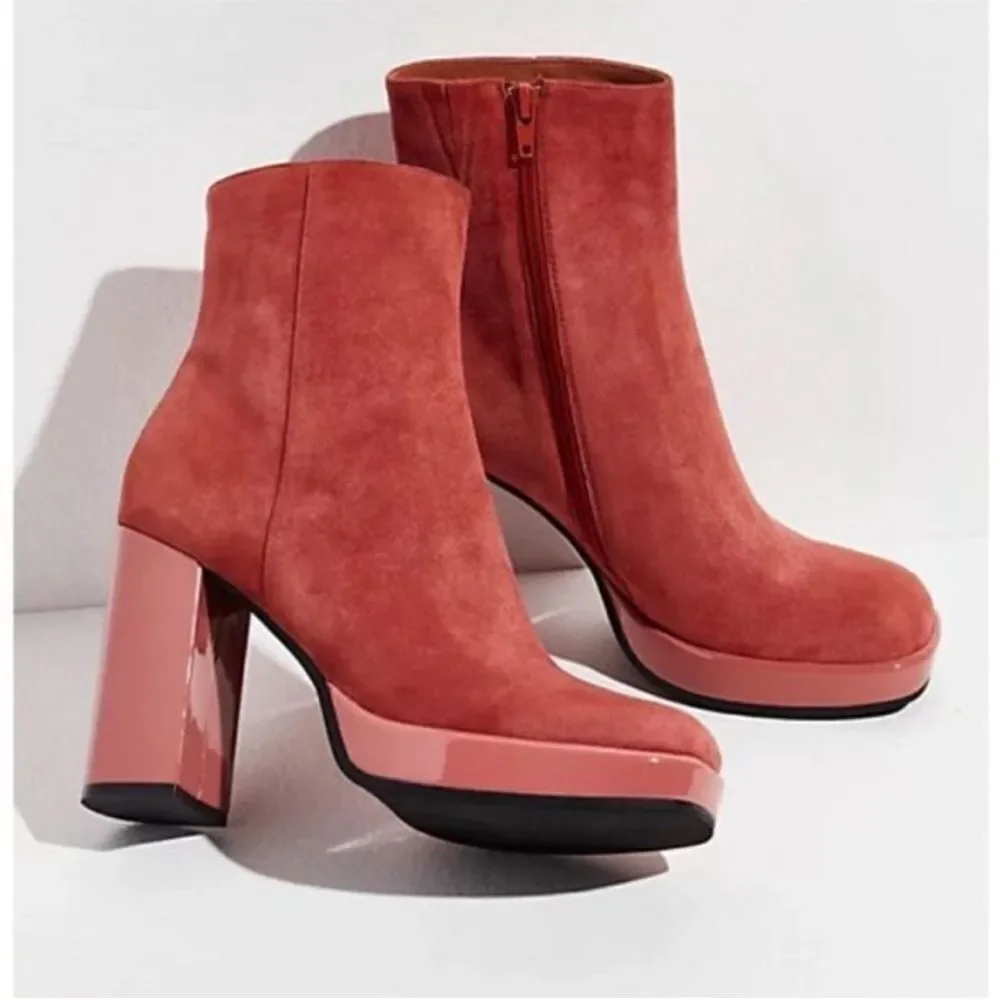 Free People Mary Kate Platform Ankle Boot Coral NWOB US 7.5